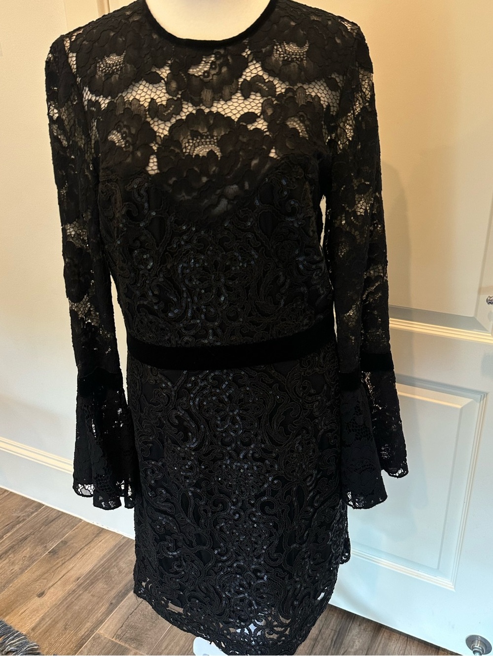 Ralph Lauren Black Lace Long-Sleeve Cocktail Dress